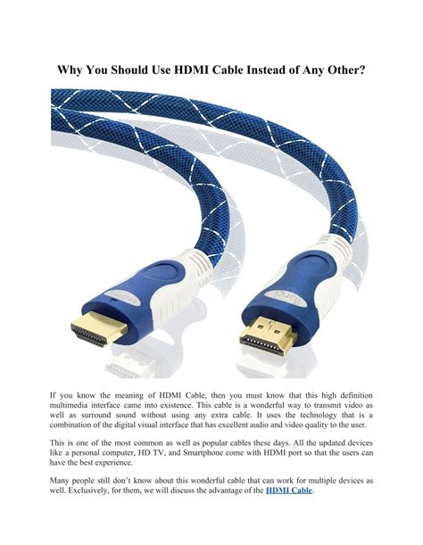 Why You Should Use HDMI Cable Instead of Any Other