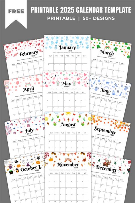 printable editable fillable  calendars  holidays