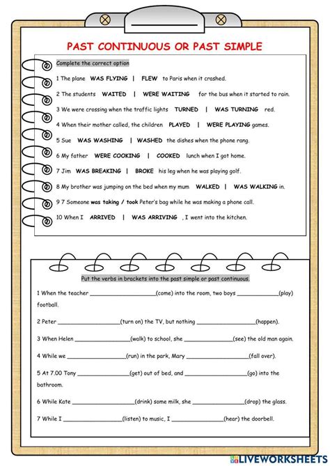 Past Simple And Past Continuous Interactive Worksheet Live 51 Off