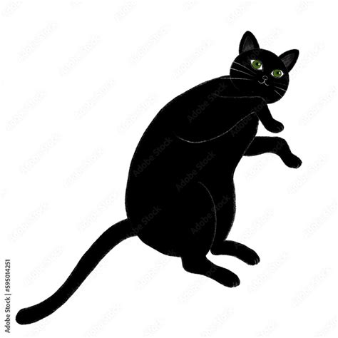 Vecteur Stock 横になった黒猫のイラスト、ゴロゴロしている黒猫のイラスト、寝そべる黒猫のイラスト、黒猫のイラスト Adobe Stock