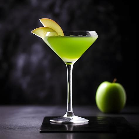 Premium Photo | Appletini cocktail with apples slices vodka pineapple juice liqueur in classic ...