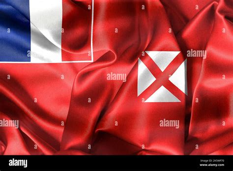 3D Illustration Of Wallis And Futuna Flag Realistic Waving Fabric