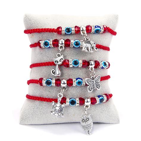 Pulseras De Cuerda Roja De La Suerte Para Mujer Brazalete Azul Turco