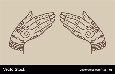 Woman Henna Art Tattooed Mehendi Ornate Hands Vector Image