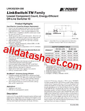 LNK302P Datasheet PDF Power Integrations Inc