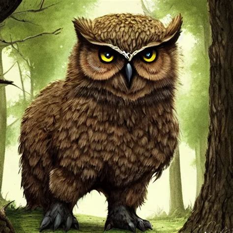 Three Quarter Portrait Of An Owlbear In The Forest D Stable