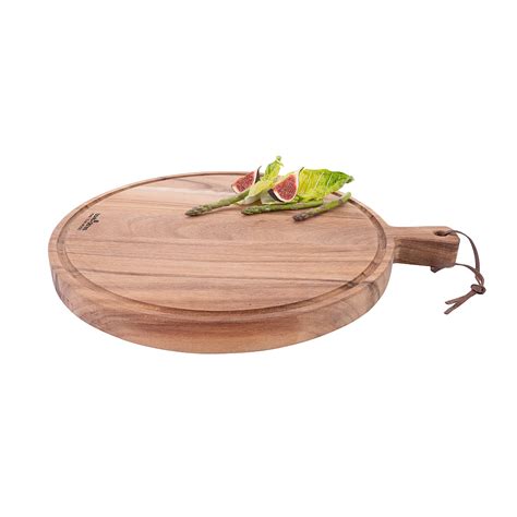 Pure Teak Round Serving Board With Juice Trench 40 Cm Knivesworld Eu