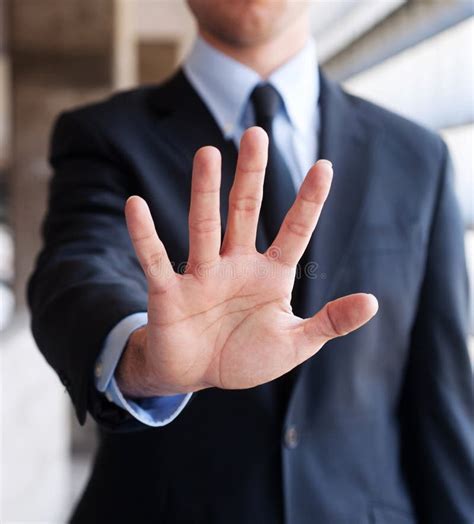 Business Man Holding Out Hand Indicating Stop Stock Image Image Of