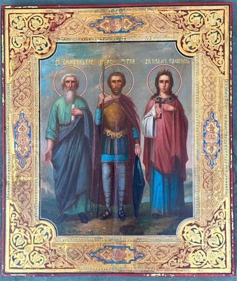 Icon Three Saints Wood Late 19th Century Catawiki