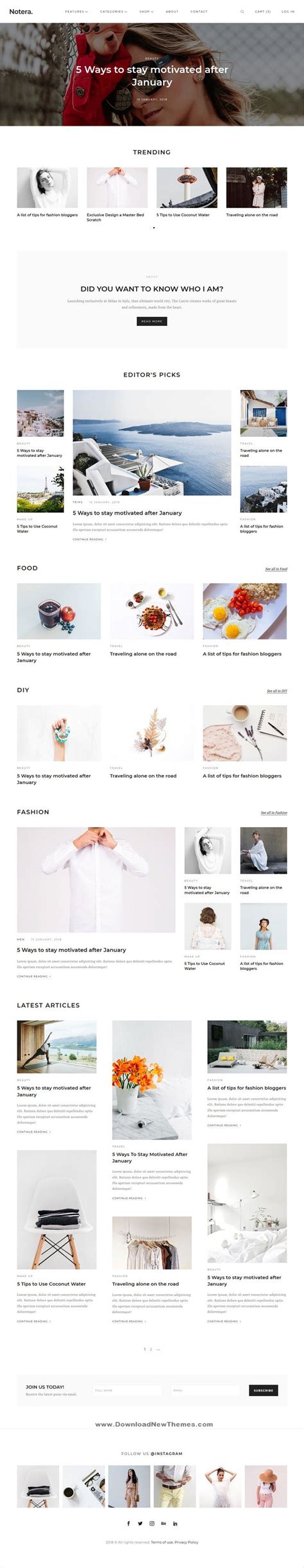 Notera Modern Blog And Magazine Html5 Site Template Modern Blog