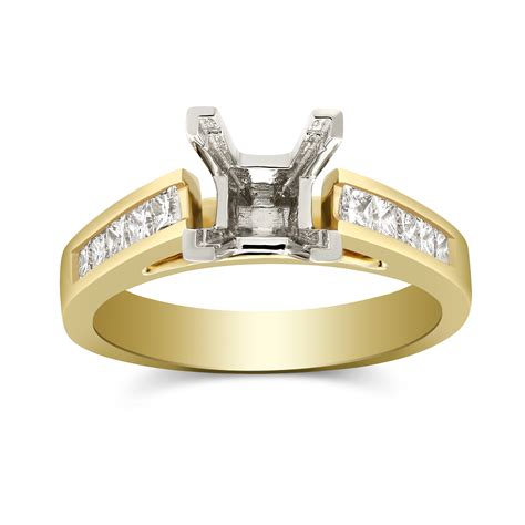 K Yellow Gold Channel Set Princess Cut Diamond Ring Mounting Borsheims