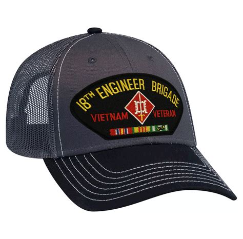 18th Engineer Brigade Vietnam Veteran Gray Mesh Back Cap New Gray