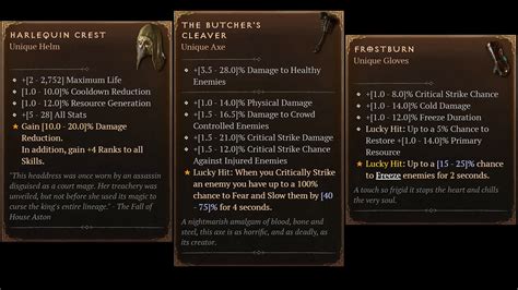 Diablo 4 Unique Items List Barbarian Rogue Sorcerer Necromancer