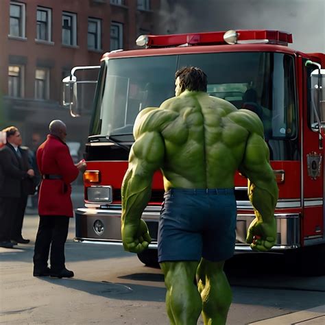 Premium Photo Hulk Becomes A Firefighter And Saves A Woman From A