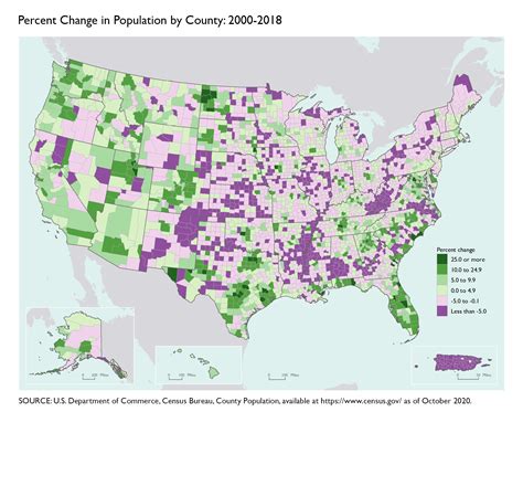 Percent Change in Population by County: 2000-2018 | Bureau of ...