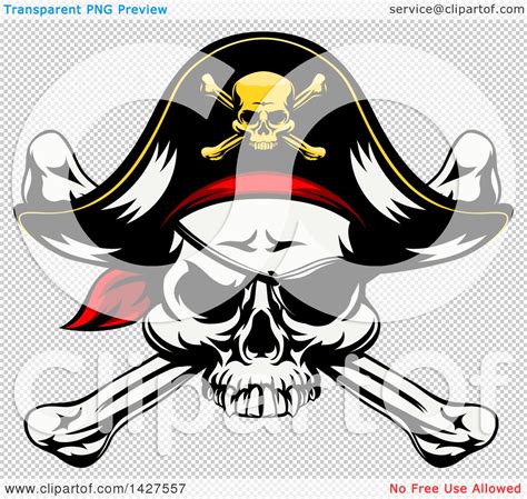 Clipart Of A Cartoon Pirate Skull And Crossbones Wearing An Eye Patch