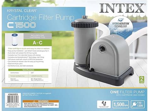 Intex Krystal Clear Cartridge Filter Pump C1500