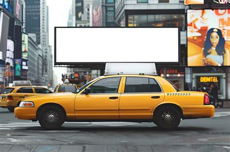 Taxi Cab With A Mockup Billboard Premium Ai Generated Image