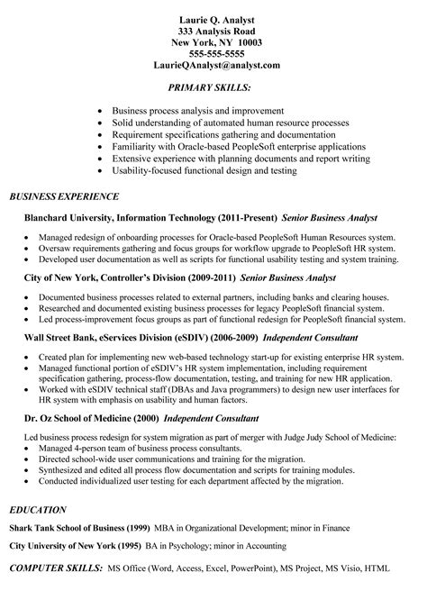 Sample Resume Business Data Analyst