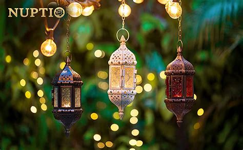 2 Pcs Hanging Hexagon Decorative Moroccan Candle Lantern Holders Handmade Hanging