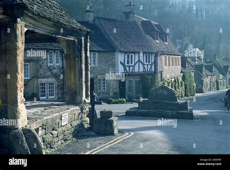 The Street From Market Cross Castle Combe Wiltshire England Stock Photo