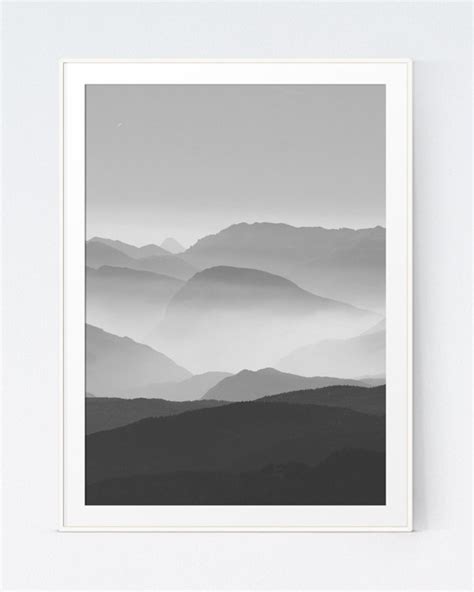 Black and White Mountain Print Scandinavian Photo Black and - Etsy