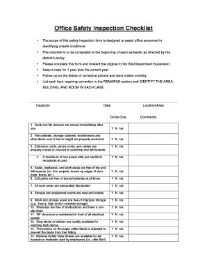 Fillable Online As Sdsu The Scope Of This Safety Inspection Form Is