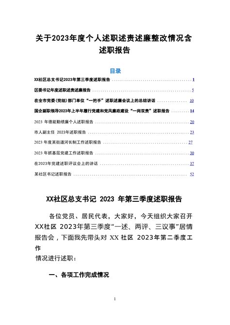 关于2023年度个人述职述责述廉整改情况含述职报告 范文下载 精笔杆