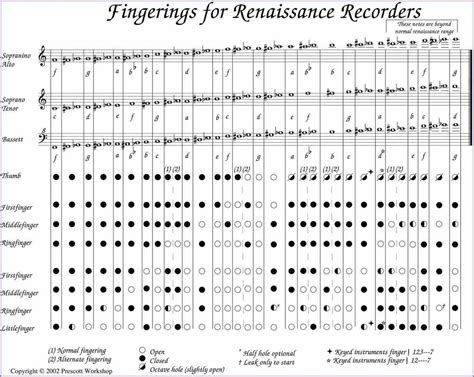 Recorder Fingering Chart Alto Soprano Recorder Music Recorders