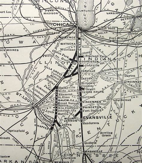 Chicago And Eastern Illinois 1939 Railway System Map Candei Etsy