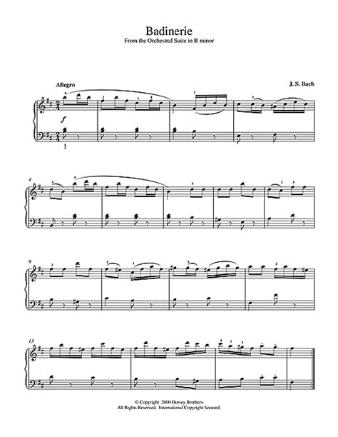 音樂家小舖 樂譜樂器專賣店J S Bach Badinerie from Orchestral Suite No 2 in B