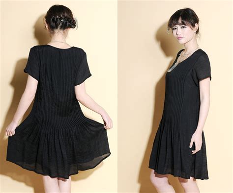 Elegant Full Pleated Silk Sundress With Short Sleeves 20 Etsy