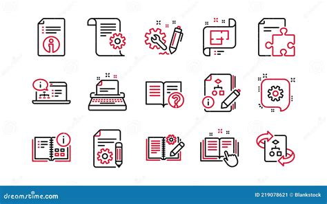 Technical Documentation Line Icons Instruction Plan And Manual