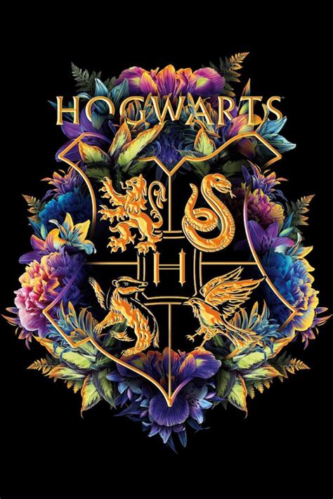 floral-symbol-of-hogwarts-on-black-background-harry-potter-phone ...