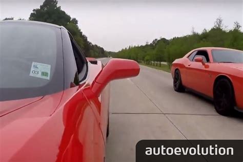 Hp Chevrolet Corvette Drag Races Dodge Challenger Hellcat On The