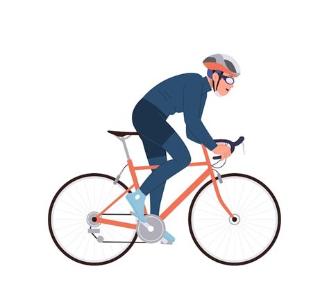 Premium Vector | Excited active man professional cyclist cartoon ...