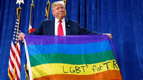 Donald Trump Unfurled A Rainbow Flag With Lgbt Written On It At A Rally