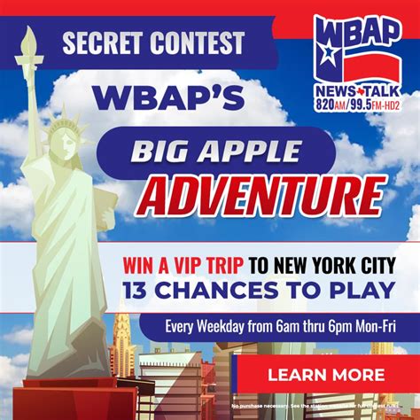 Listen To Win A Big Apple Adventure From Wbap In Dallas Ft Worth Texas