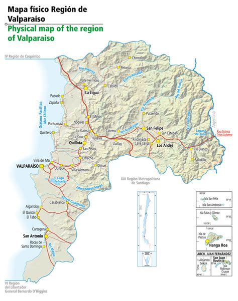 V Regi N De Valpara So Mapa F Sico Y Pol Tico De La V Regi N