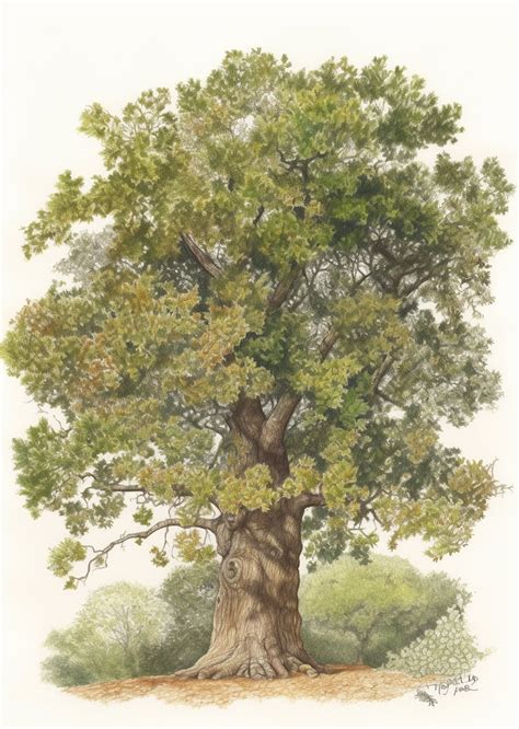 White Oak Tree Colored Pencil Print - Etsy