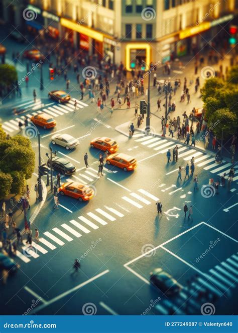 Group Of People Crossing Street At Crosswalk In City Generative Ai