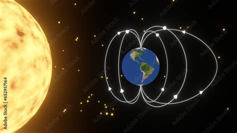 earth magnetosphere 3d illustration. Can be used to represent ...