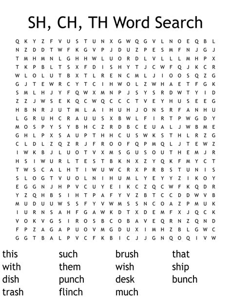 Ch Th Sh Word Search Wordmint