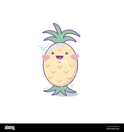 Lindo Personaje Divertido De Fruta De Piña Vector Dibujado A Mano De Dibujos Animados Kawaii