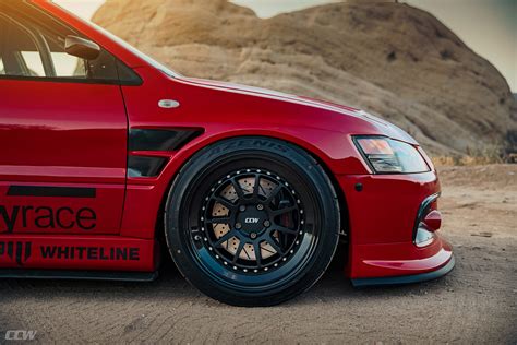 Red Mitsubishi Evo Ix Ccw D Forged Wheels Matte Black Ccw Wheels