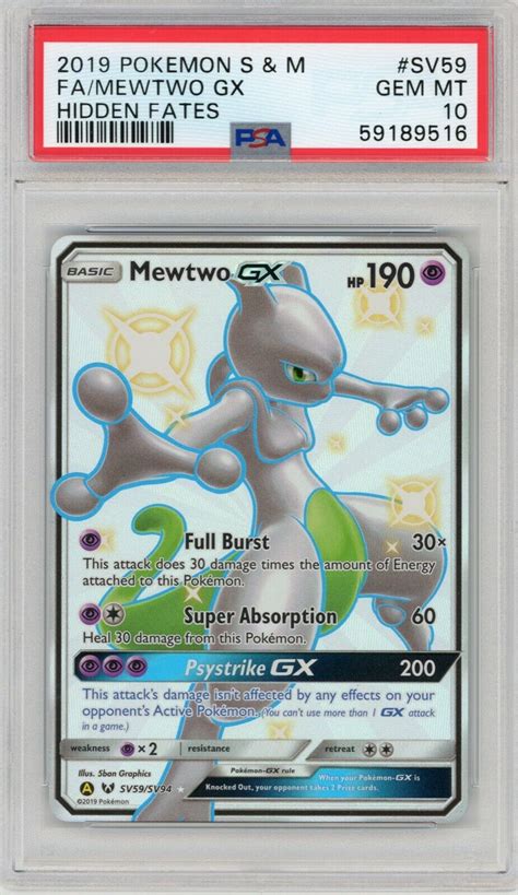 Mavin Pokemon Mewtwo Gx Hidden Fates Ultra Rare Full Art Sv Psa