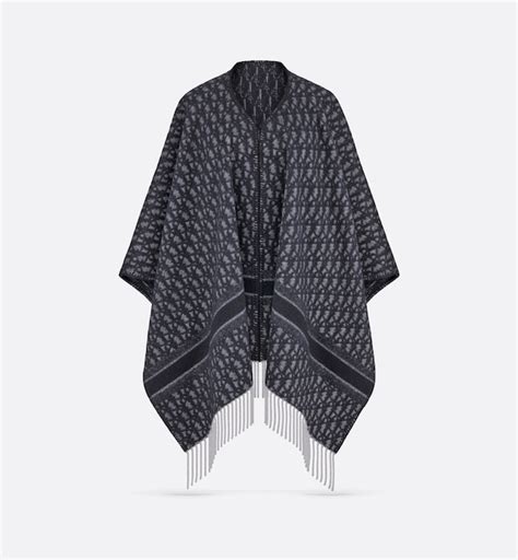 Dior Oblique Poncho Navy Blue Wool And Cashmere Dior