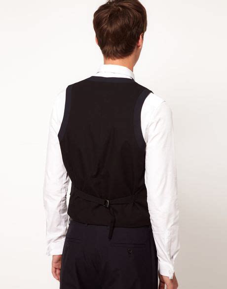 Asos Slim Fit Waistcoat In Navy In Blue For Men Navy Lyst