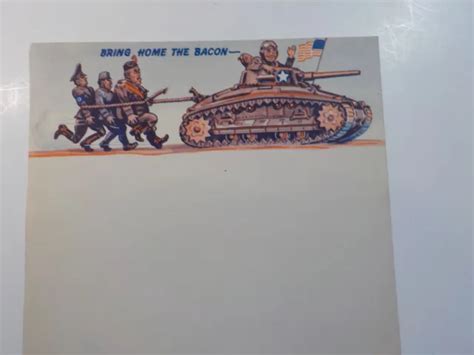 WWII PATRIOTIC STATIONARY Adolf Hitler Benito Mussolini Tojo Tank Pig