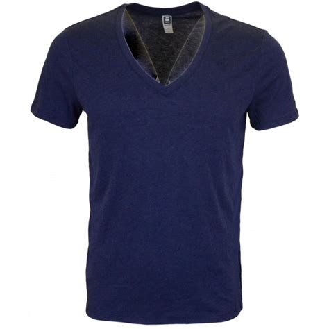 G Star Thin Plain V Neck Blue T Shirt Clothing From N22 Menswear Uk